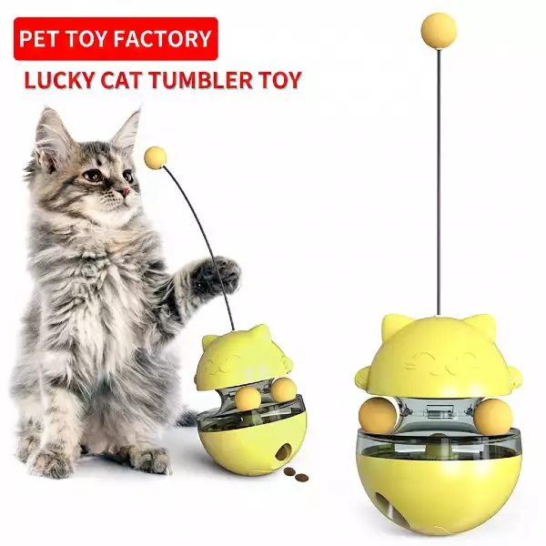 Interactive Non-Tipping Cat Toy | Slow Feeder, Treat Dispenser & Dual Ball Track