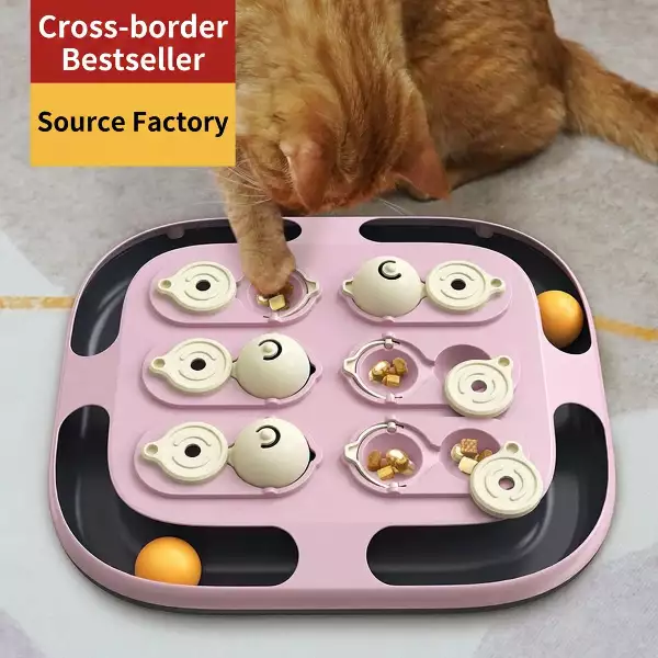 Cat Track Ball Puzzle Toy	2-in-1 Slow Feeder & Interactive Game for Indoor Cats