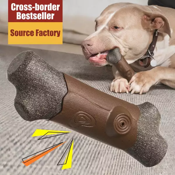 Indestructible Stick Dog Chew Toy | Nylon + TPR Squeaky Bone for Large Breeds
