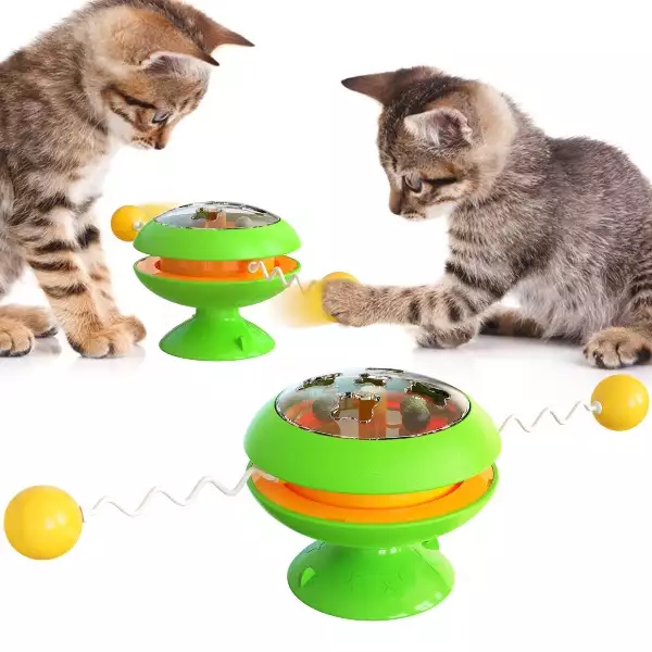 Catnip Gyro Cat Toy | Suction Cup Turntable with 3 Catnip Balls | Wholesale
