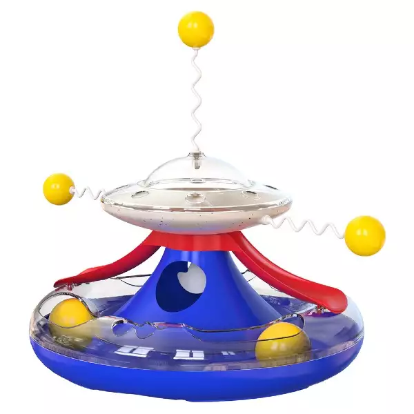 3-in-1 Cat Turntable Toy | Track Ball + Food Dispenser + Teaser | Wholesale