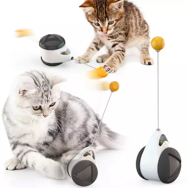 Self-Balancing Cat Toy with Bird Sound | No Battery Wobble + Catnip | Wholesale