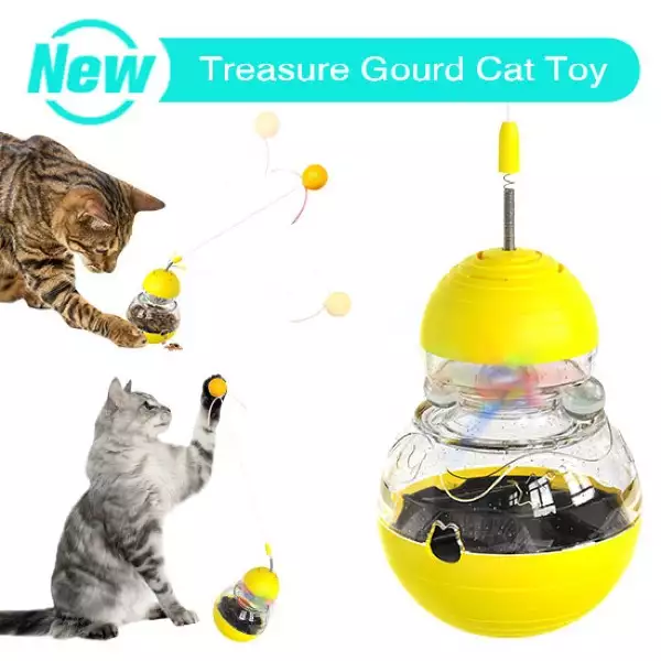 Non-Tip Wobble Cat Toy | Interactive Wand & Treat Dispenser for Weight Los