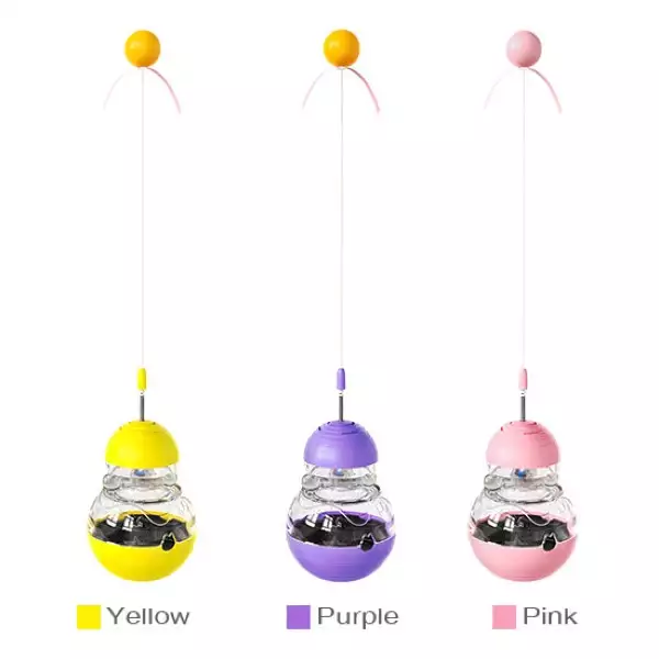 Non-Tip Wobble Cat Toy | Interactive Wand & Treat Dispenser for Weight Los
