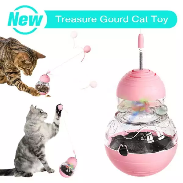 Non-Tip Wobble Cat Toy | Interactive Wand & Treat Dispenser for Weight Los